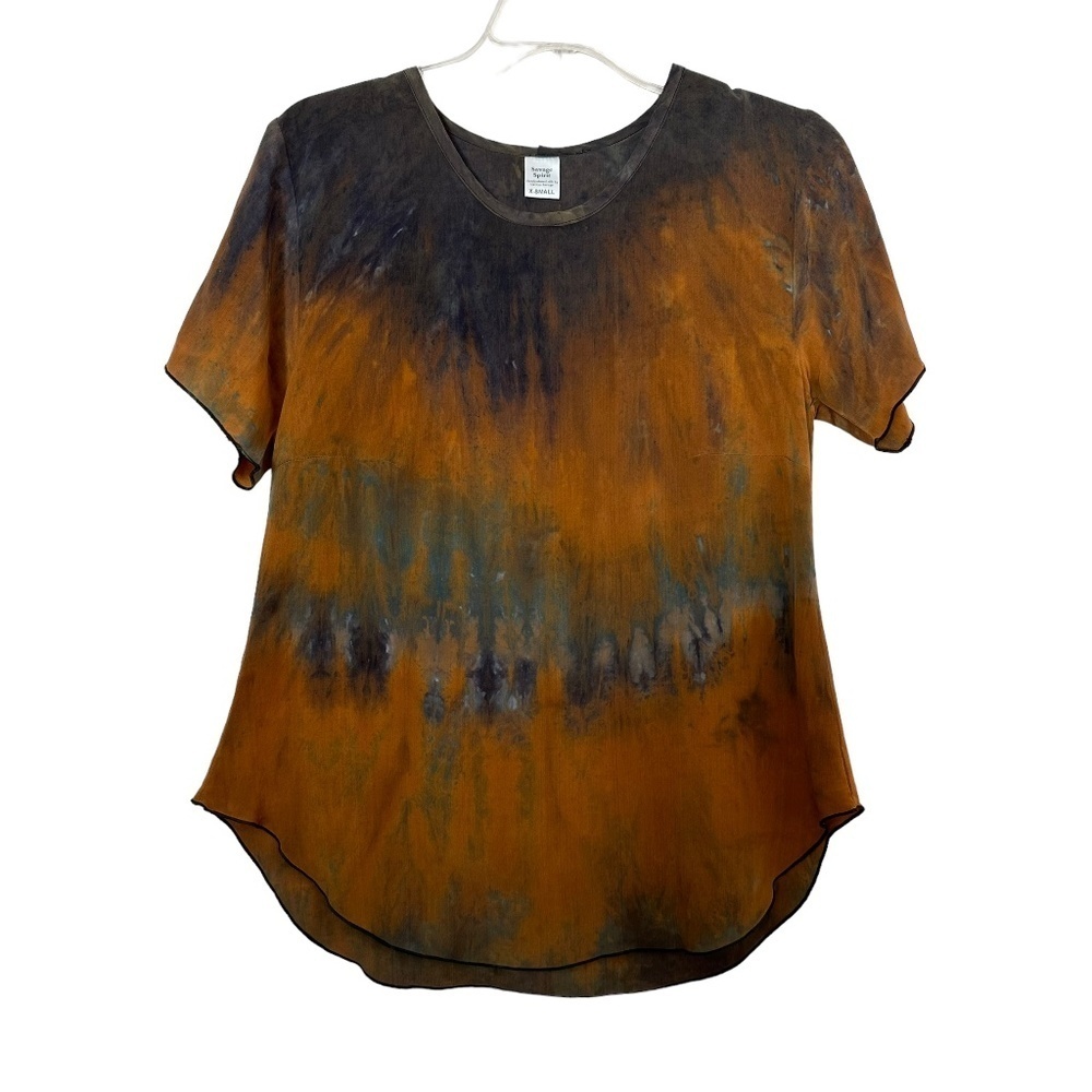 Savage Spirit Hand painted Silk Blouse by Cathya Savage Top Size X Small